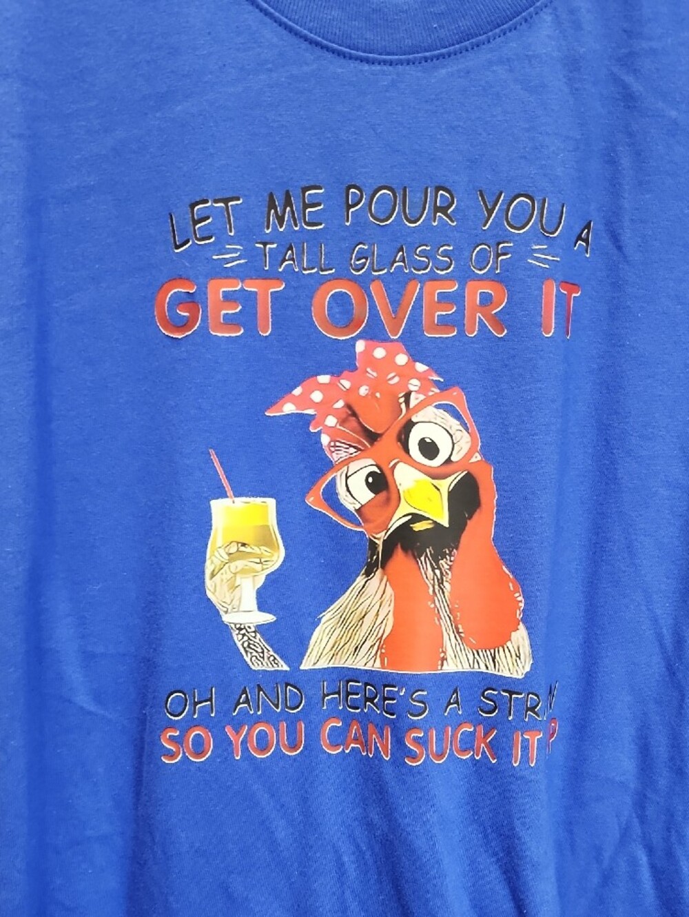 Women’s Royal Blue Short Sleeve Graphic Tee with Parrot Motif